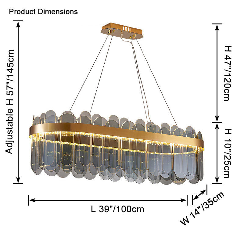 WOMO Long Oval Glass Chandelier-WM2410