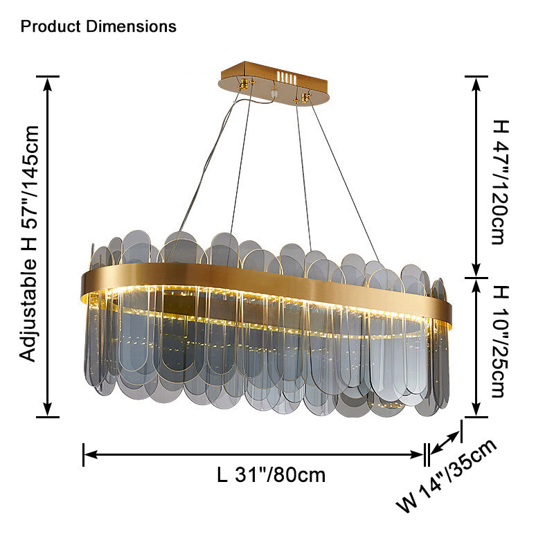 WOMO Long Oval Glass Chandelier-WM2410
