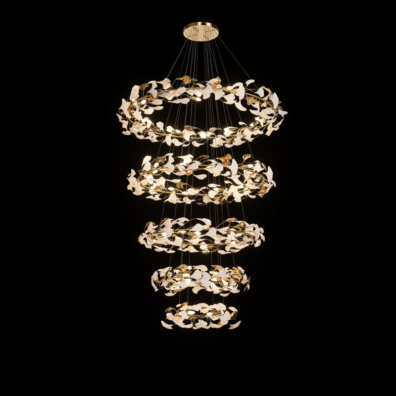 WOMO Circular Tiered Gingko Chandelier-WM2427