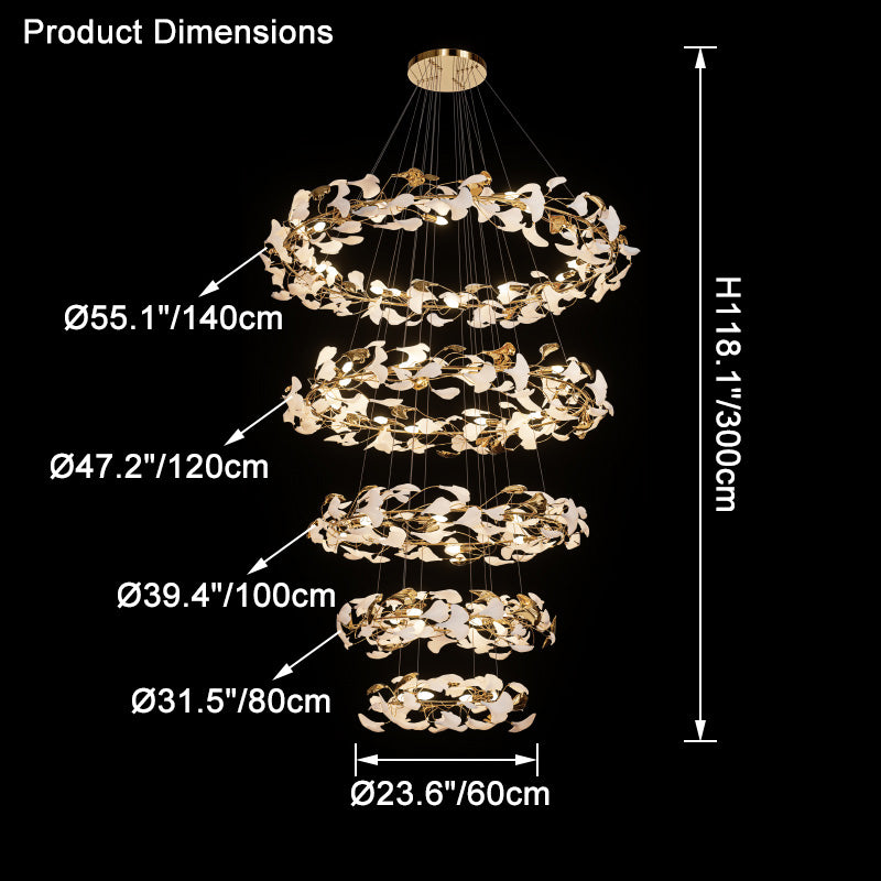 WOMO Circular Tiered Gingko Chandelier-WM2427