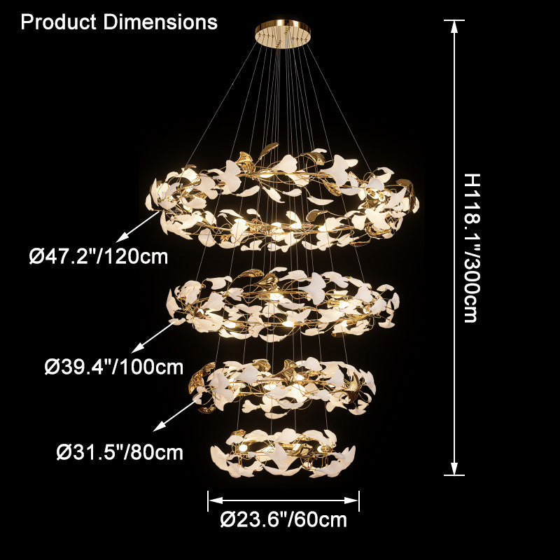 WOMO Circular Tiered Gingko Chandelier-WM2427