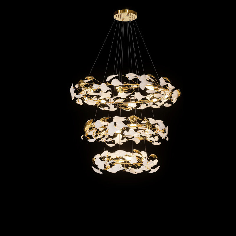 WOMO Circular Tiered Gingko Chandelier-WM2427