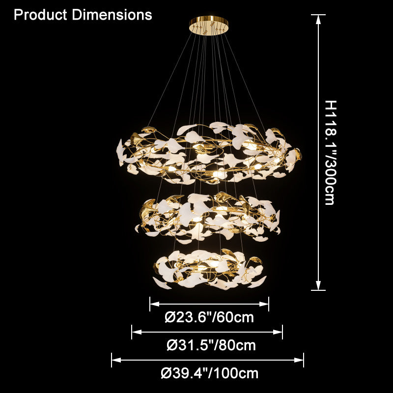 WOMO Circular Tiered Gingko Chandelier-WM2427