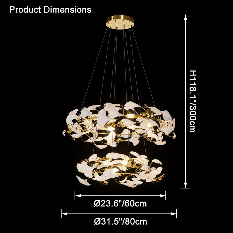 WOMO Circular Tiered Gingko Chandelier-WM2427