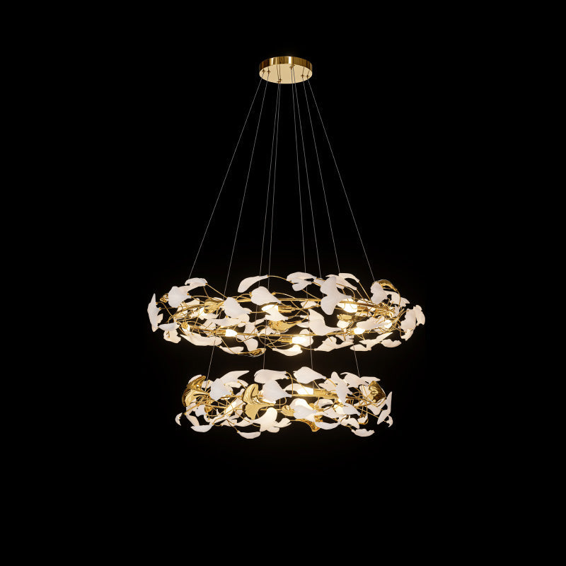 WOMO Circular Tiered Gingko Chandelier-WM2427