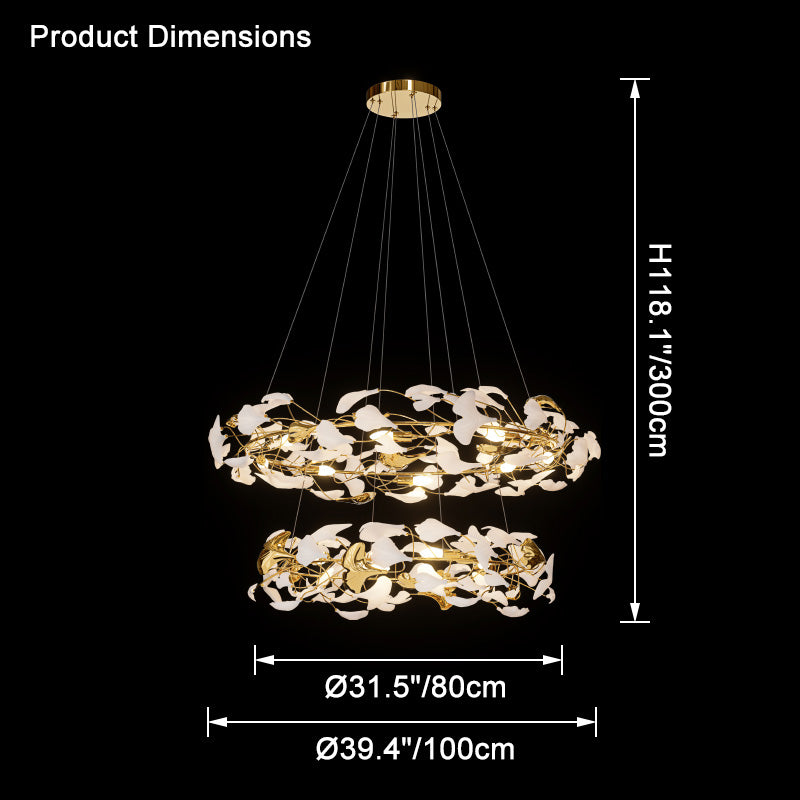 WOMO Circular Tiered Gingko Chandelier-WM2427