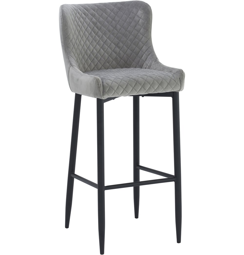 Saskia Gray Velvet Bar Stool