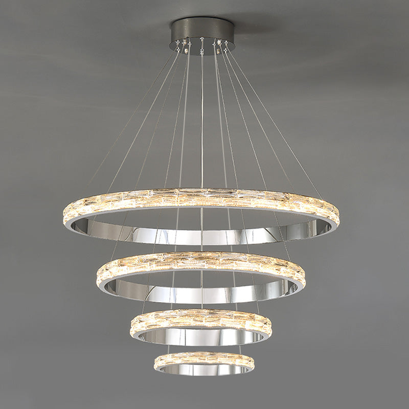 WOMO Tiered Circular Led Crystal Chandelier-WM2491