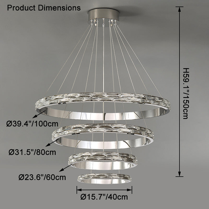WOMO Tiered Circular Led Crystal Chandelier-WM2491