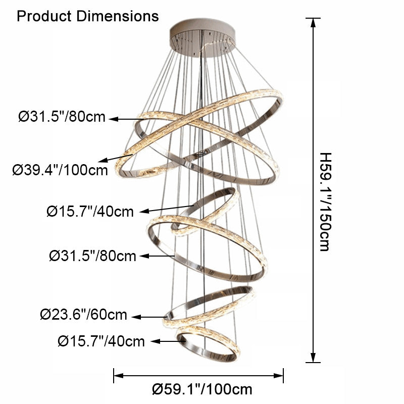 WOMO Tiered Circular Led Crystal Chandelier-WM2491