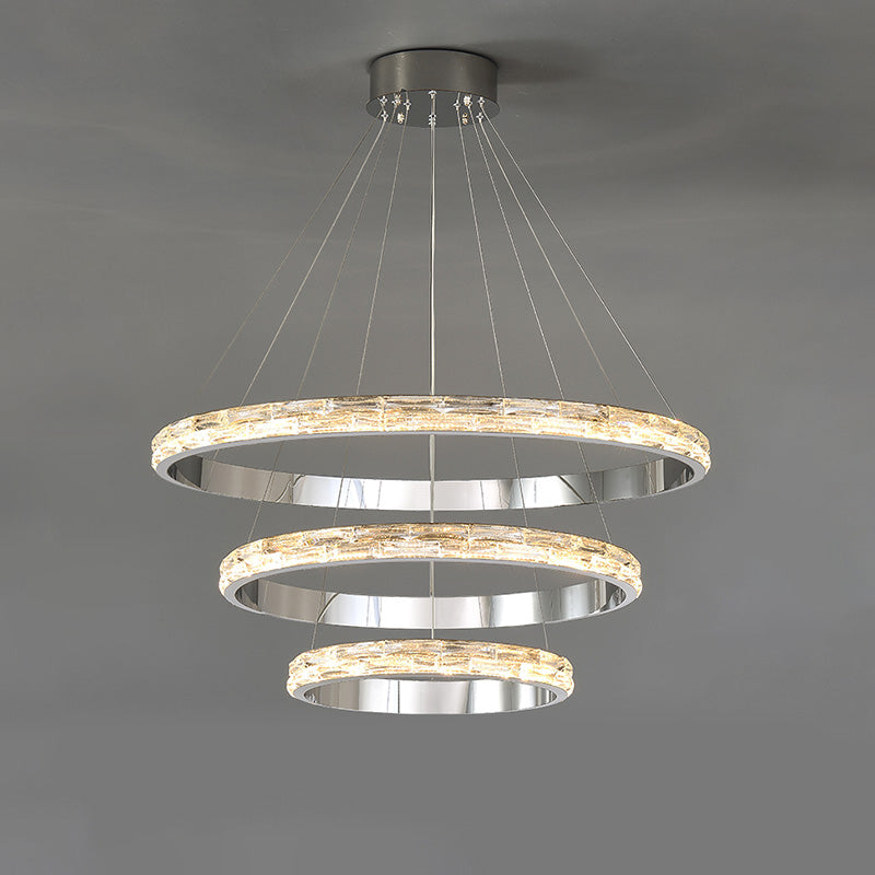 WOMO Tiered Circular Led Crystal Chandelier-WM2491
