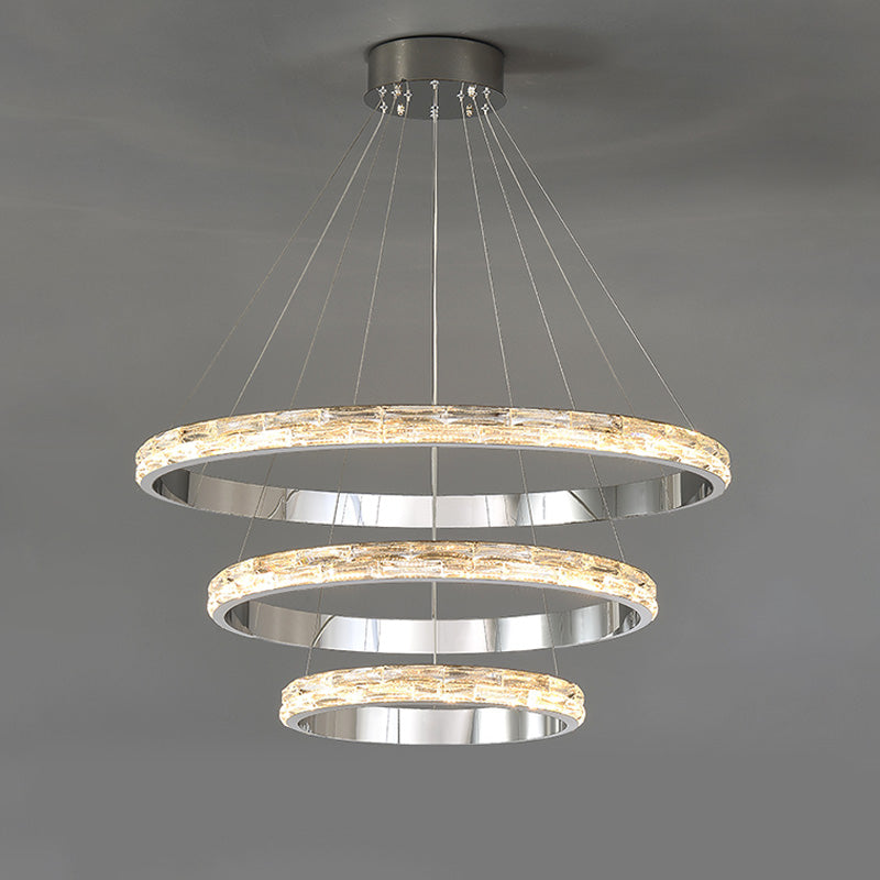 WOMO Tiered Circular Led Crystal Chandelier-WM2491