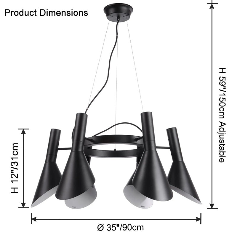 WOMO Adjustable 6 Light Cone Chandelier-WM2510