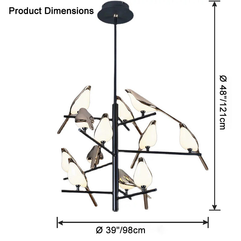 WOMO Black and Gold Bird Chandelier-WM2512