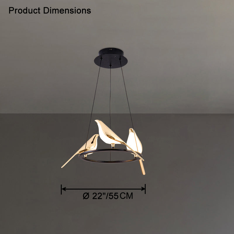 WOMO Black and Gold Bird Chandelier-WM2512