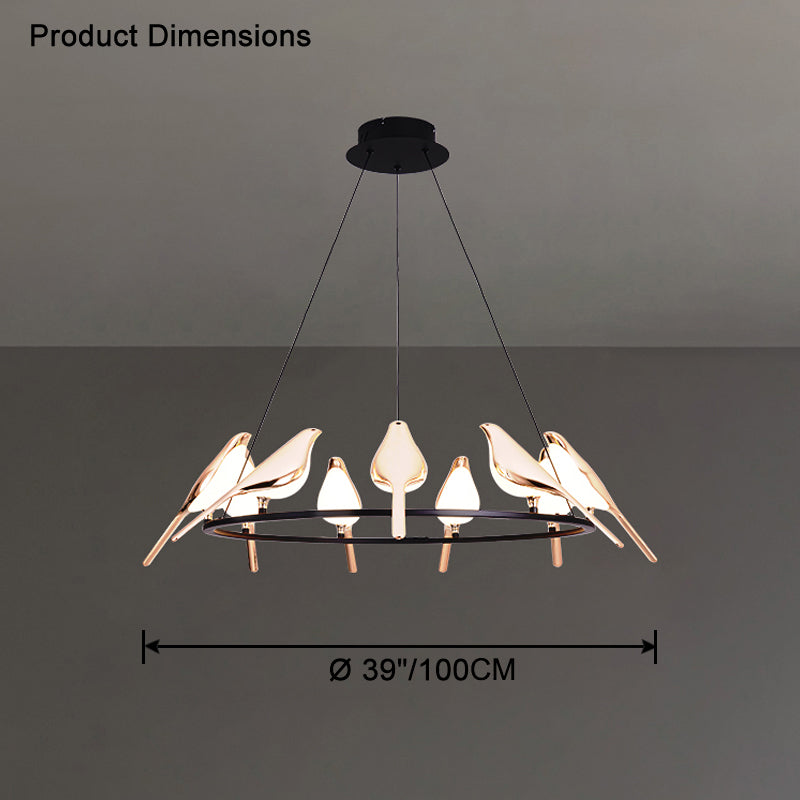 WOMO Black and Gold Bird Chandelier-WM2512