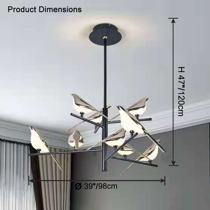 WOMO Black and Gold Bird Chandelier-WM2512