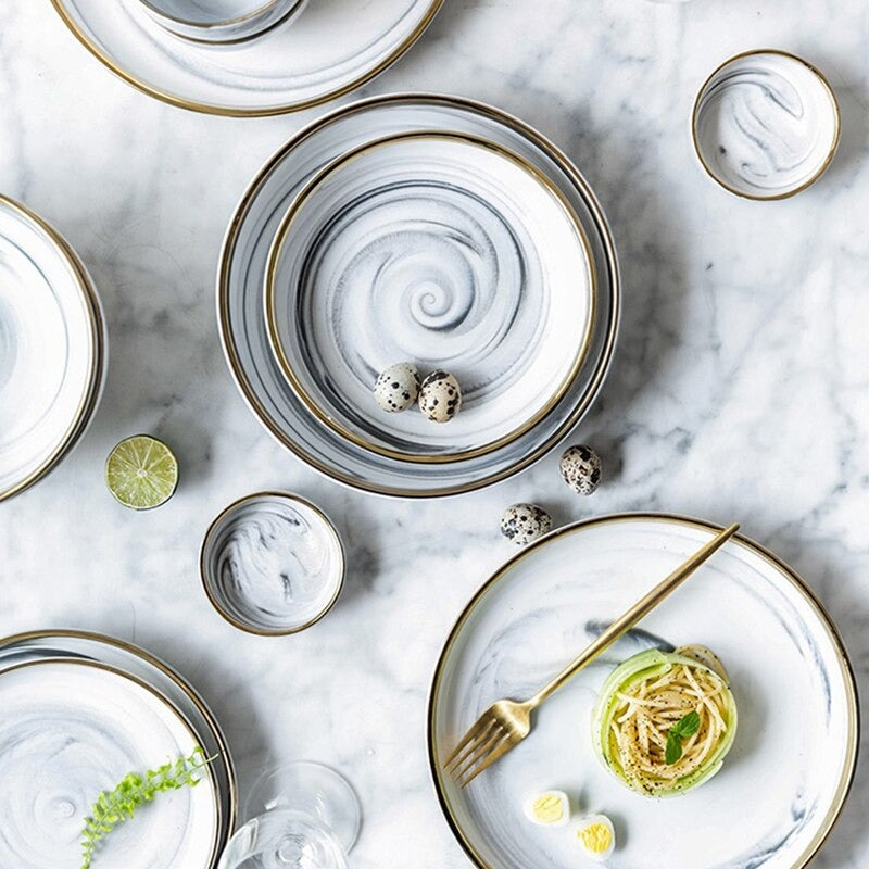 Catalina White Marble Luxury Dinnerware Set