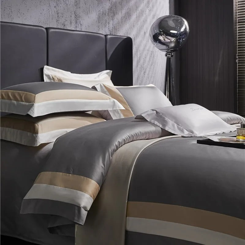 Luxor Grey Stripe Egyptian Cotton Bedding Set