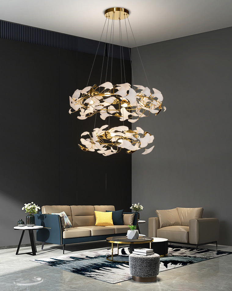 WOMO Circular Tiered Gingko Chandelier-WM2427