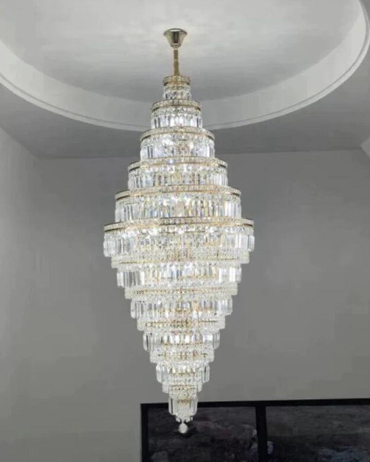 WOMO Tiered Crystal Foyer Chandelier-WM2389