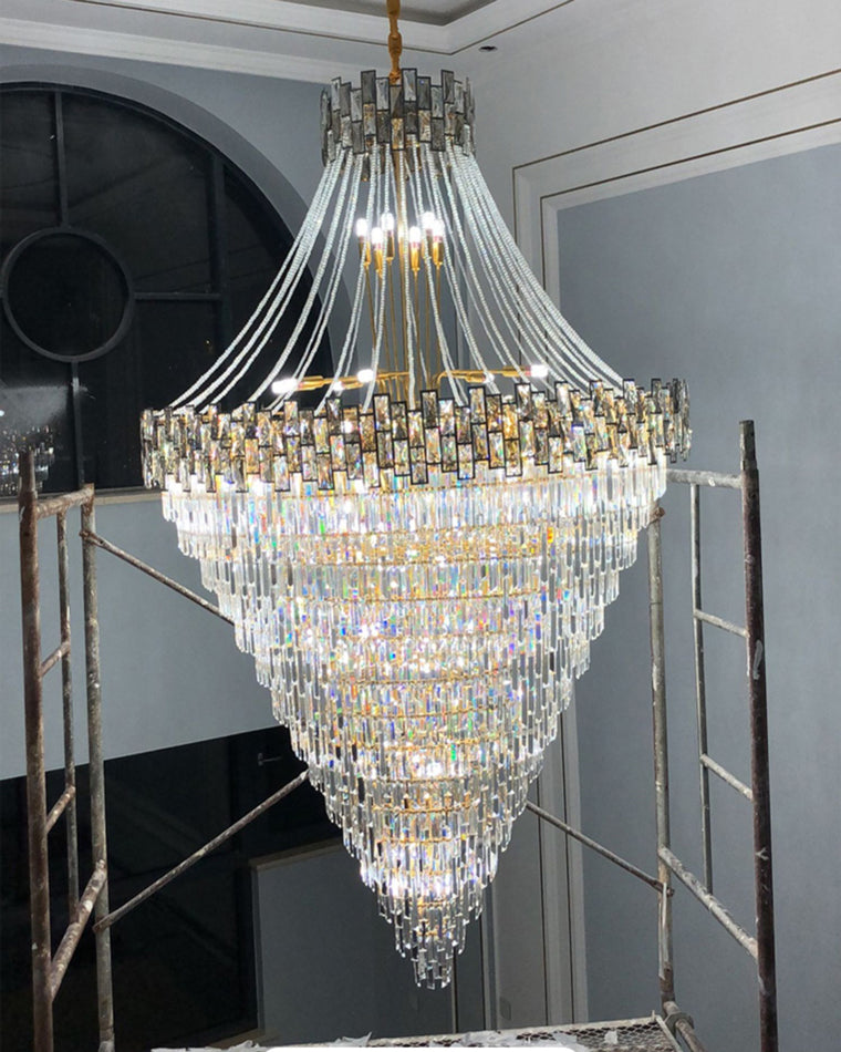 WOMO Gold Tiered Crystal Chandelier-WM2380