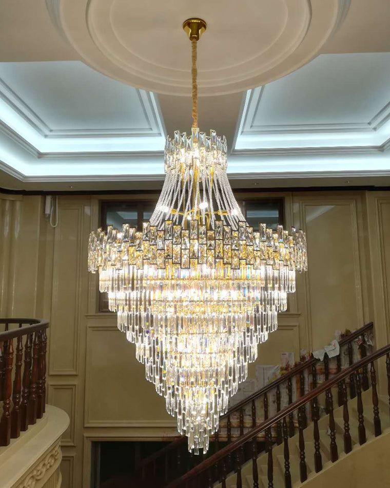 WOMO Gold Tiered Crystal Chandelier-WM2380