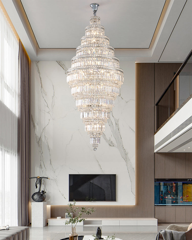 WOMO Tiered Crystal Foyer Chandelier-WM2389