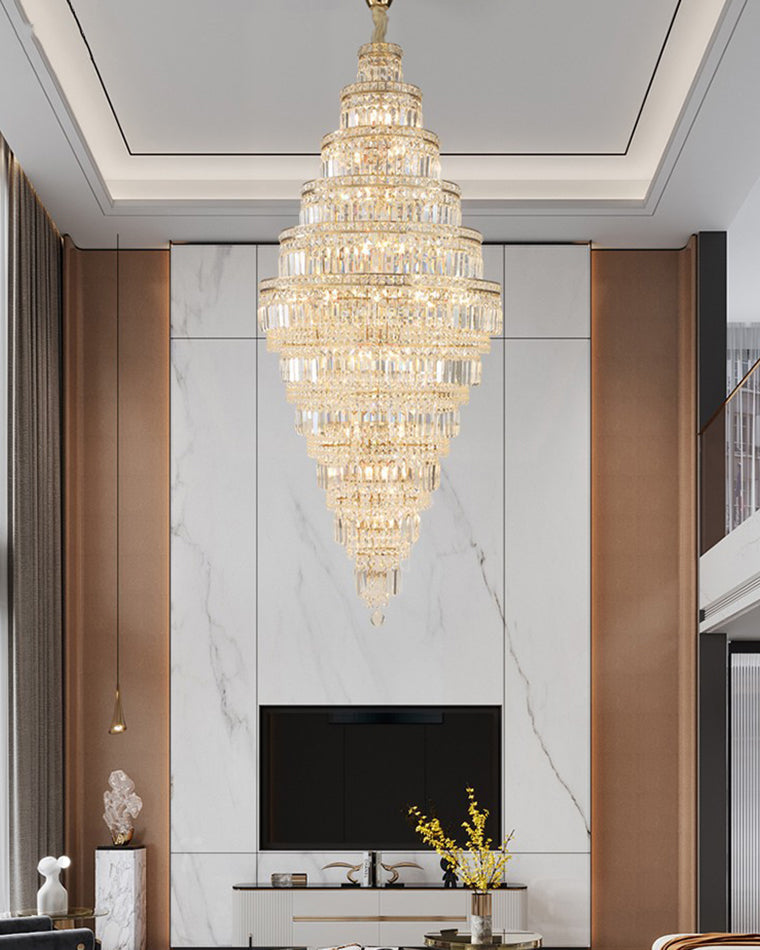 WOMO Tiered Crystal Foyer Chandelier-WM2389