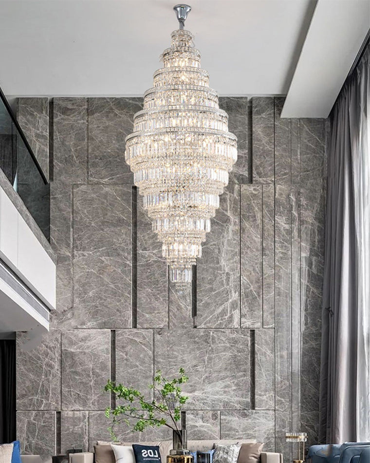 WOMO Tiered Crystal Foyer Chandelier-WM2389