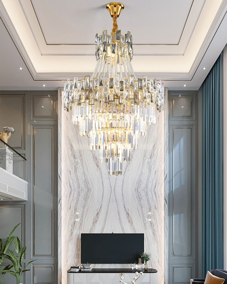 WOMO Gold Tiered Crystal Chandelier-WM2380