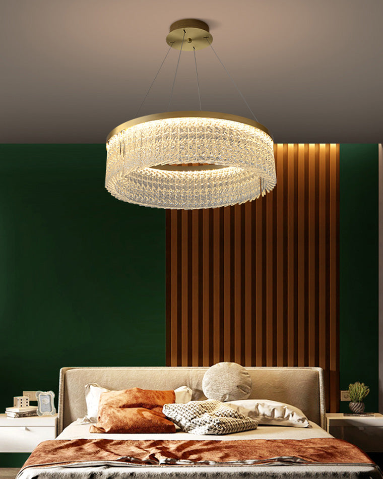 WOMO Hammered Glass Round Chandelier-WM2489