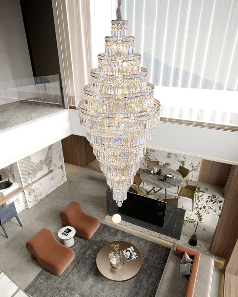 WOMO Tiered Crystal Foyer Chandelier-WM2389