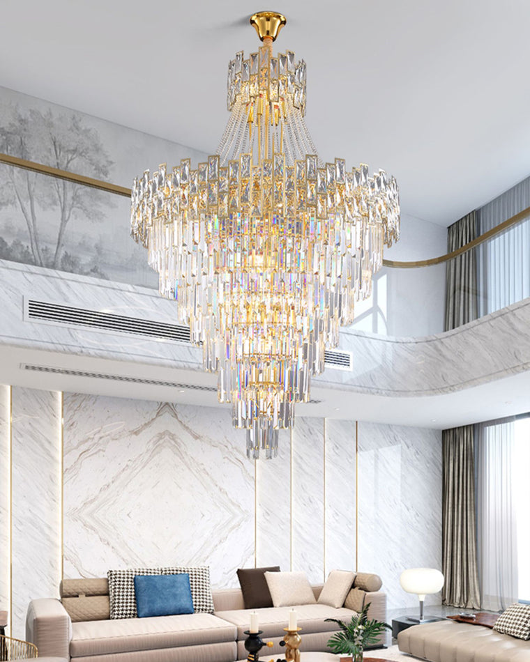 WOMO Gold Tiered Crystal Chandelier-WM2380