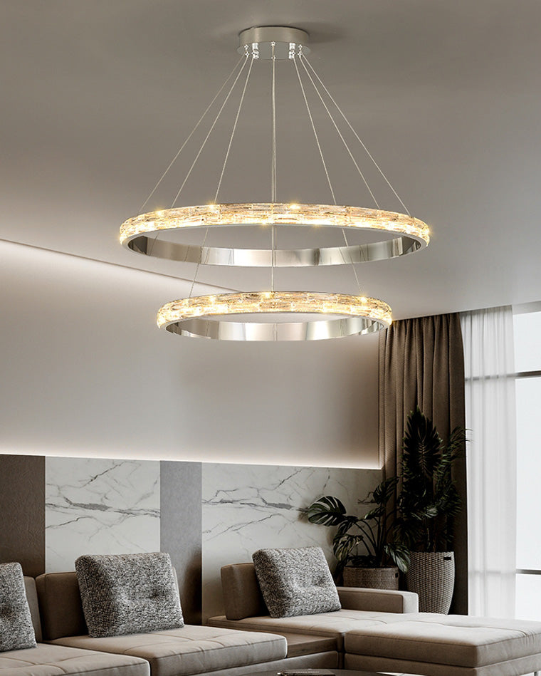 WOMO Tiered Circular Led Crystal Chandelier-WM2491