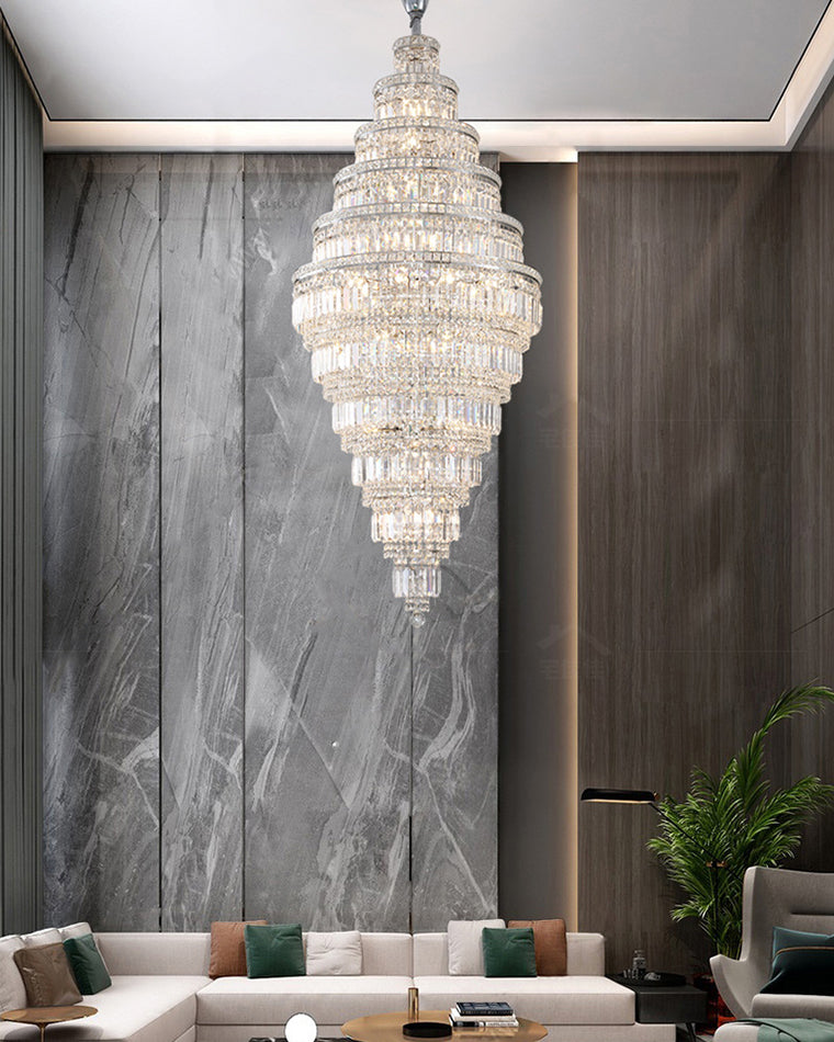 WOMO Tiered Crystal Foyer Chandelier-WM2389