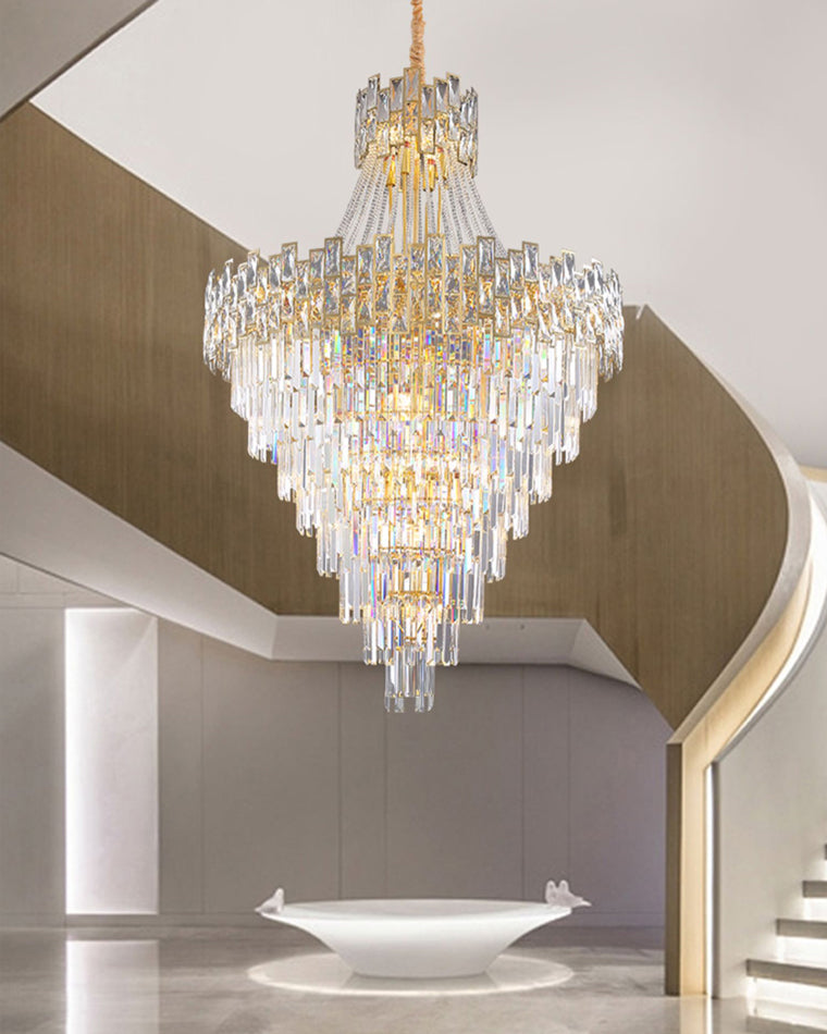 WOMO Gold Tiered Crystal Chandelier-WM2380