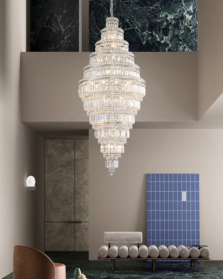 WOMO Tiered Crystal Foyer Chandelier-WM2389