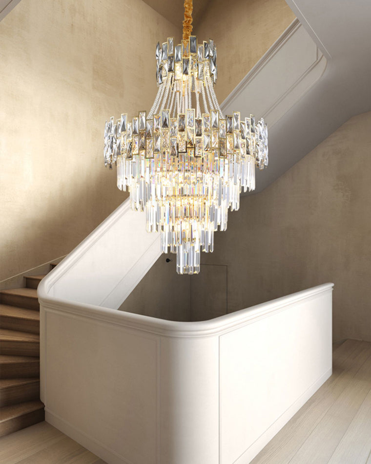 WOMO Gold Tiered Crystal Chandelier-WM2380