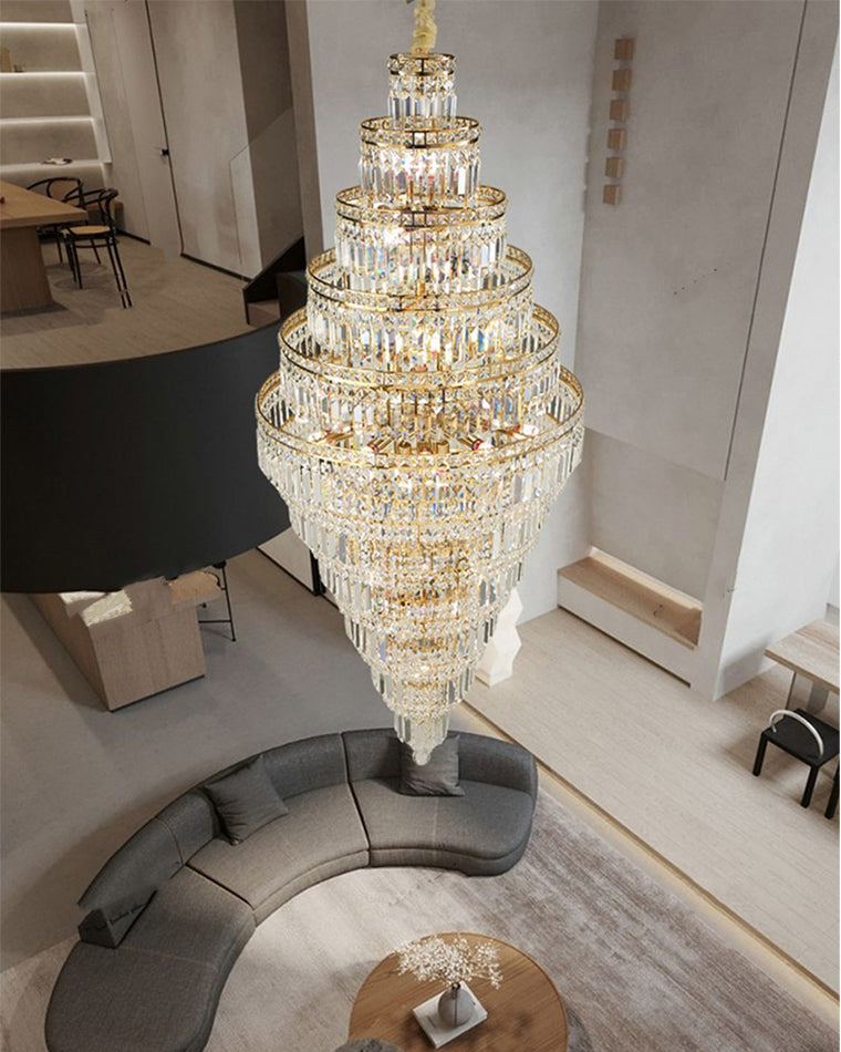 WOMO Tiered Crystal Foyer Chandelier-WM2389