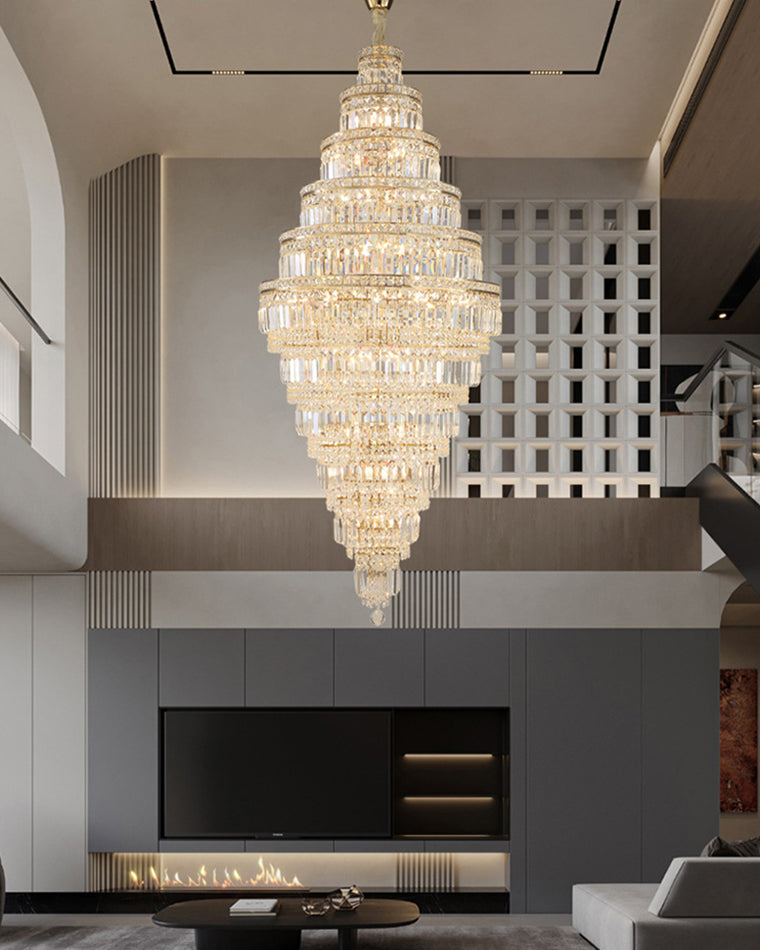WOMO Tiered Crystal Foyer Chandelier-WM2389