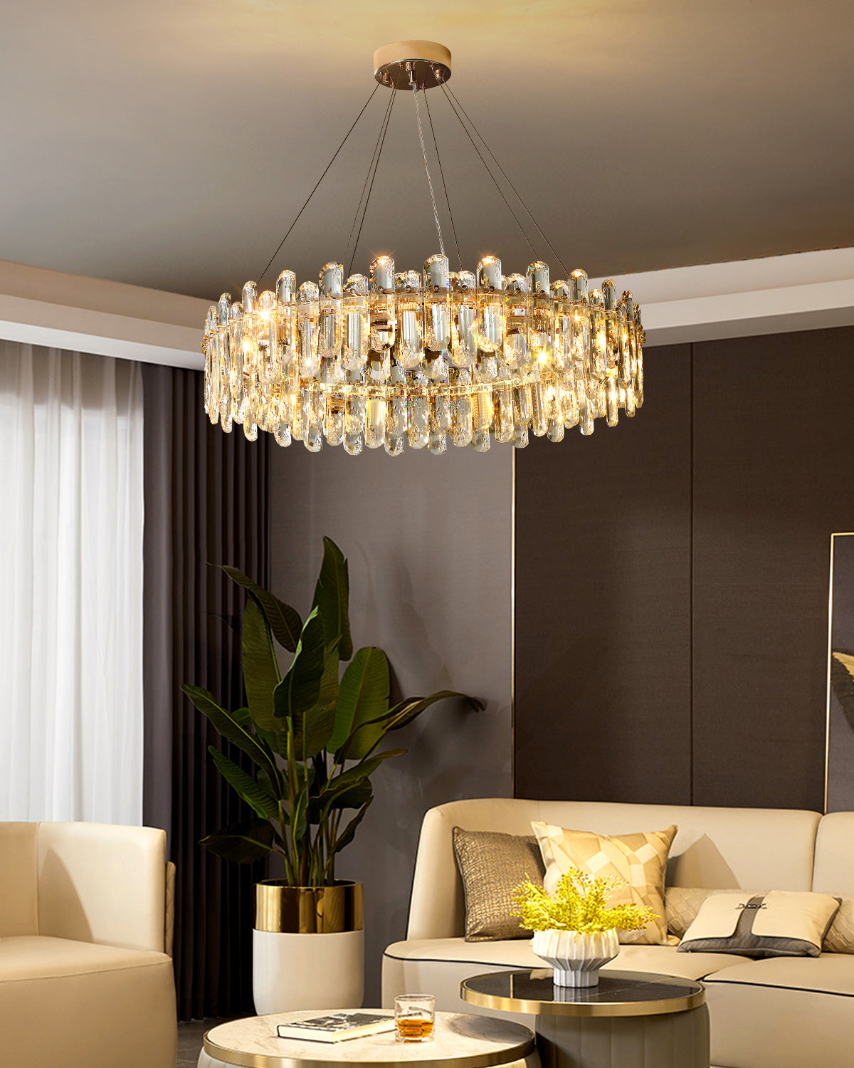 WOMO Crystal Round/Linear Chandelier-WM2406