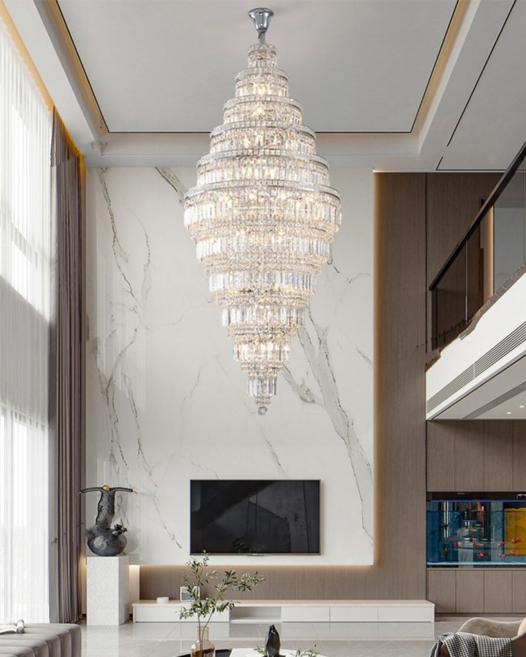 WOMO Tiered Crystal Foyer Chandelier-WM2389