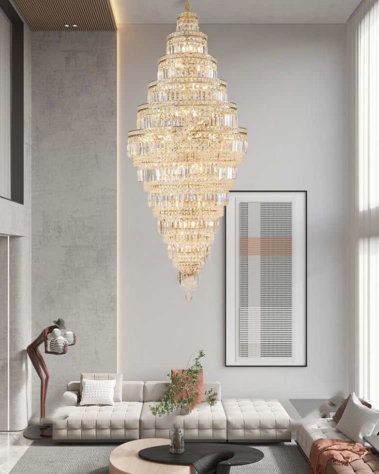 WOMO Tiered Crystal Foyer Chandelier-WM2389