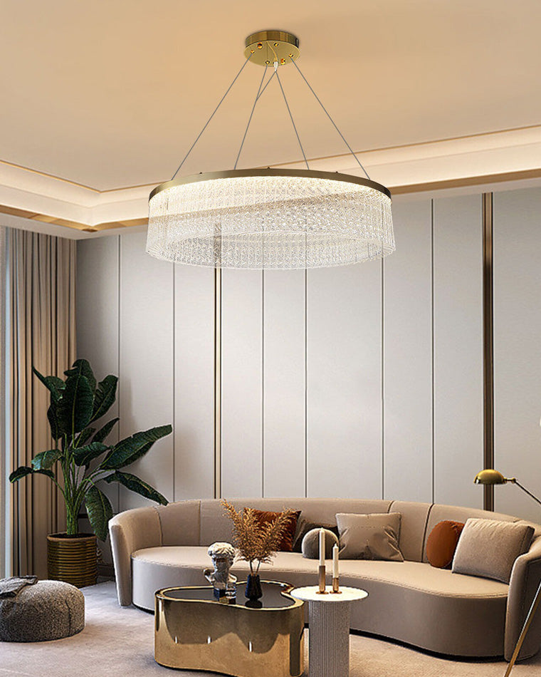 WOMO Hammered Glass Round Chandelier-WM2489