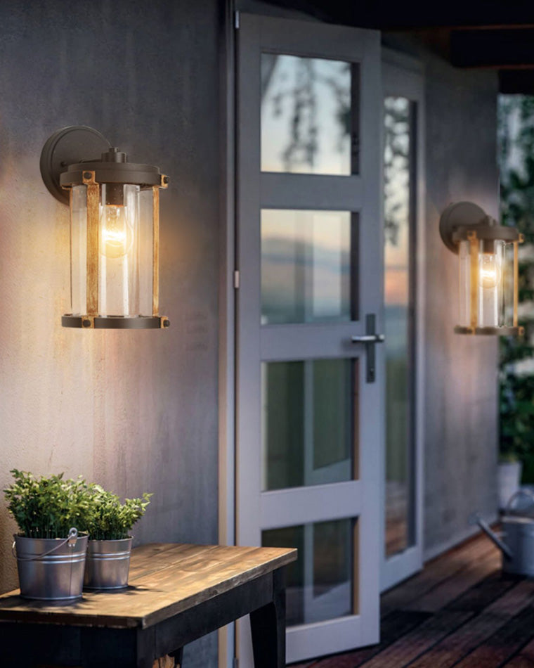 WOMO Rustic Seeded Glass Outdoor Sconce-WM9146