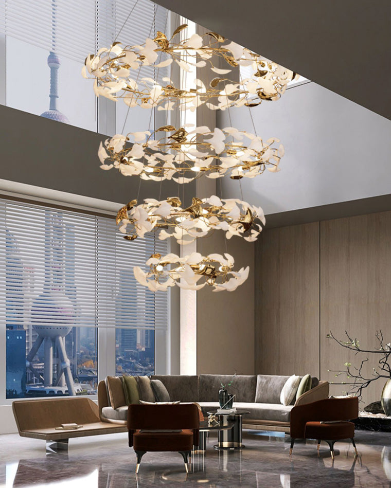 WOMO Circular Tiered Gingko Chandelier-WM2427