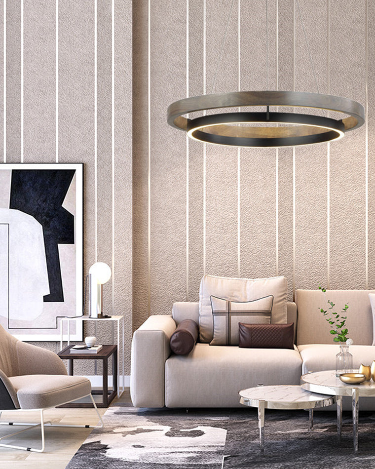 WOMO Wood Circular Led Chandelier-WM2492