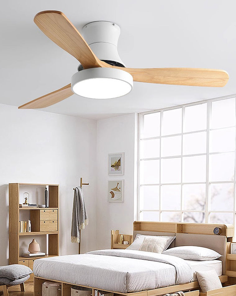 WOMO 3 Wood Blade Hugger Ceiling Fan Lamp-WM5120