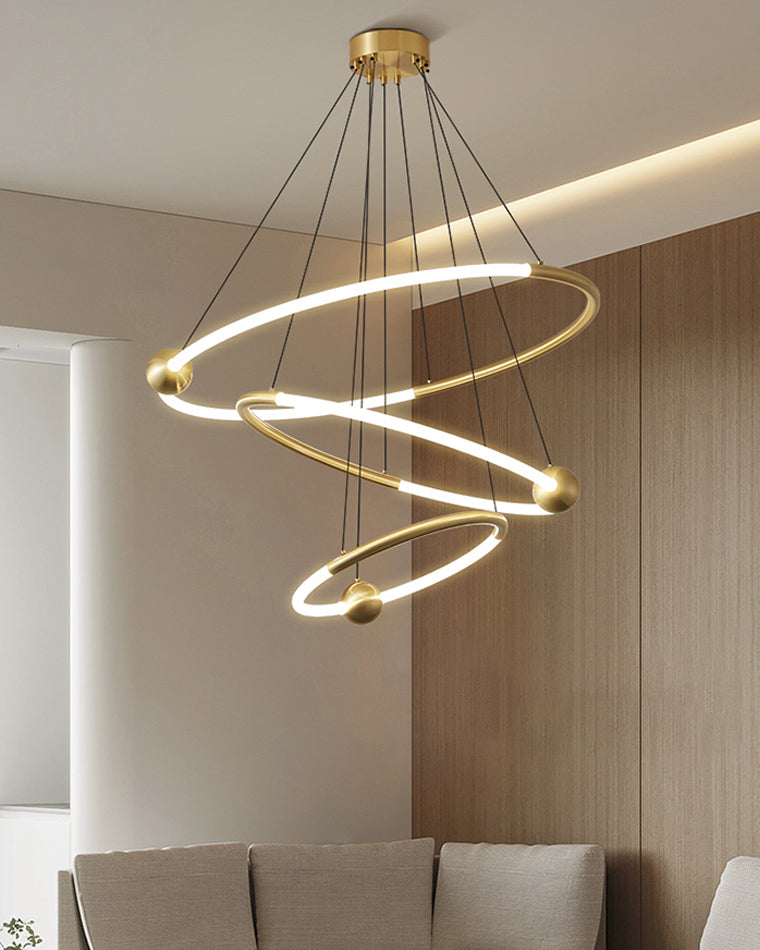 WOMO Circular Led Brass Chandelier-WM2342